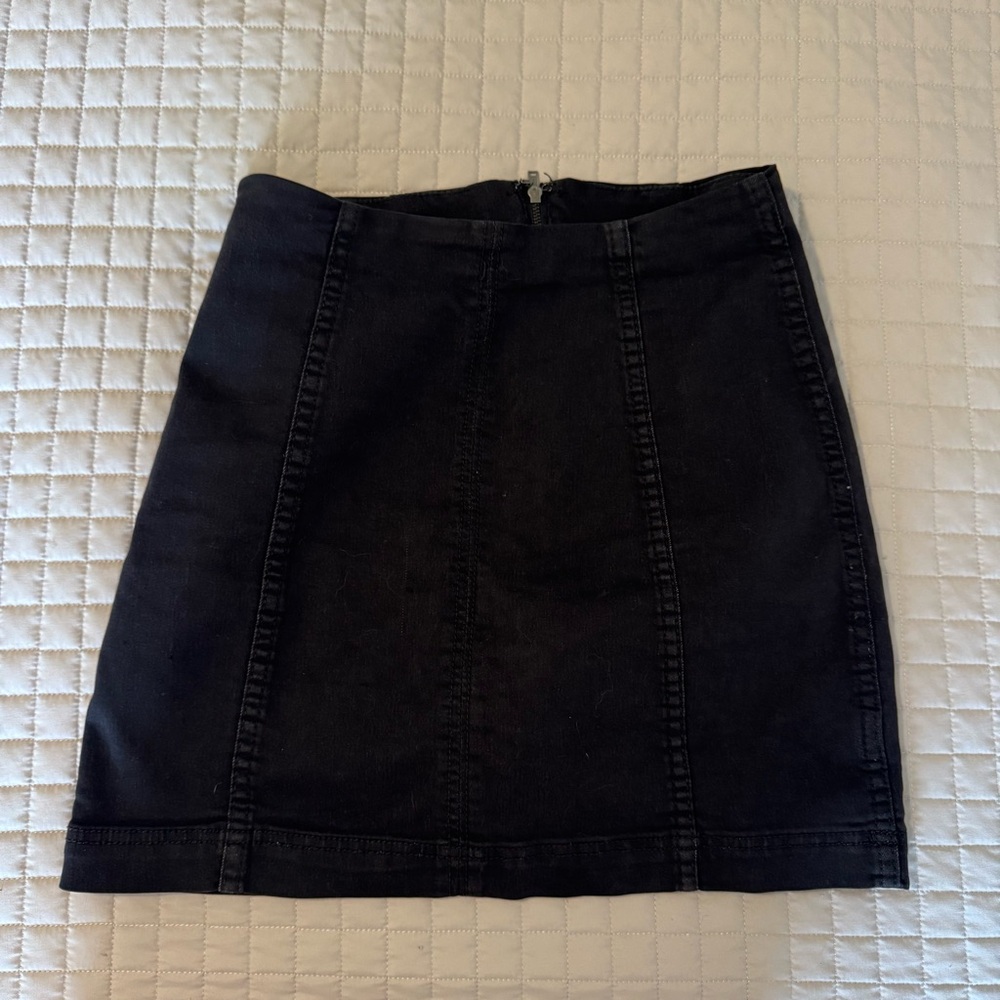 Free People Black Denim Mini Skirt